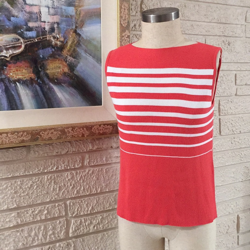 White Stag Boatneck Striped Knit Sweater Top